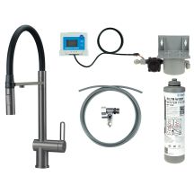 Kitchen faucet with water filtration kit and flexible spout