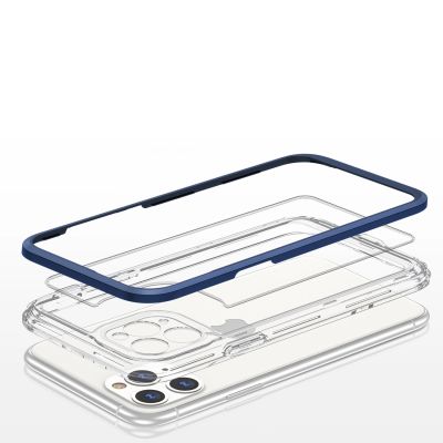 5. Clear 3in1 case for iPhone 11 Pro Max blue frame gel cover