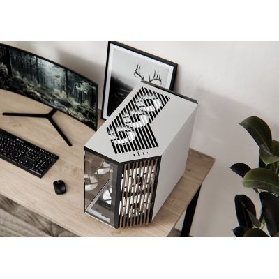 6. APNX V1 Case, Midi-Tower, ATX, Tempered Glass, Black and White