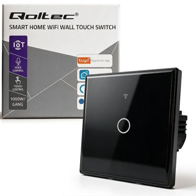 7. QOLTEC LIGHT ON/OFF SWITCH | TOUCH 1-CHANNEL | WI-FI | TIMER | TUYA | BLACK