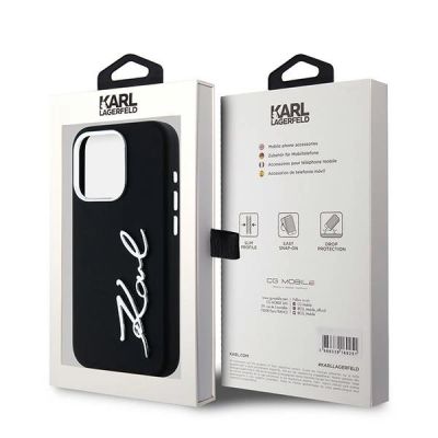 8. Karl Lagerfeld Silicone Metal Script Logo case for iPhone 15 Pro - black