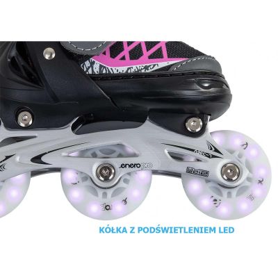 70. ROLLER SKATES-ROLLER SKATES-ICE SKATING 4IN1 ENERO PRO LED 34-37 PINK-GRAY
