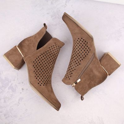 7. Suede high-heeled ankle boots Potocki W WOL213B brown