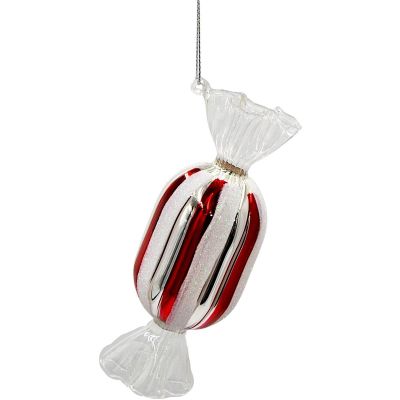 7. MICA SILVER GLASS MOLDED CANDY ORNAMENT 13 CM