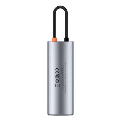 8. Baseus Metal Gleam Series multifunctional USB HUB 7in1 Type C HDMI TF PD card reader gray (WKWG020113)