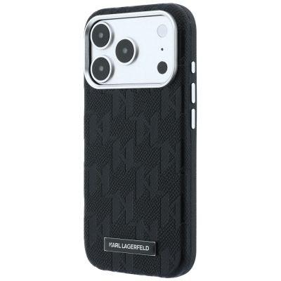 2. Karl Lagerfeld Grained Mono Resin Logo MagSafe Case for iPhone 17 Pro Max / 18 Pro Max - Black