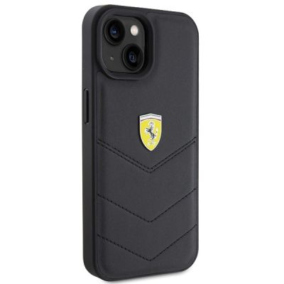 4. Ferrari Quilted Metal Logo case for iPhone 15 - black