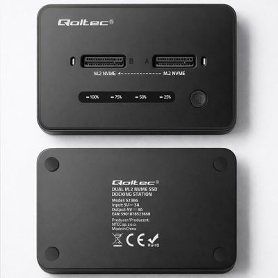 11. Qoltec M.2 NVMe SSD Docking Station | PCIe | USB-C | 20Gb/s | DUAL 2 x 8TB | Offline Cloning
