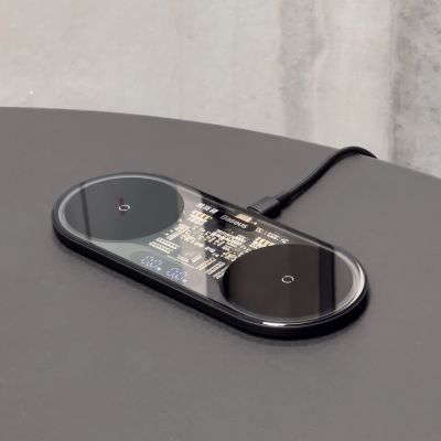 3. Baseus Digital LED Display dual wireless charger with digital display 20W black (WXSX010101)