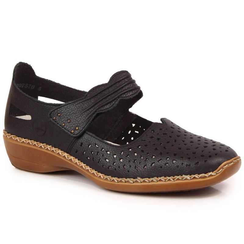 15. Rieker W RKR139 navy blue leather shoes