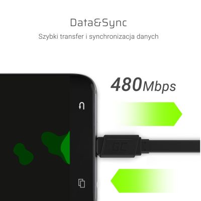 5. GREEN CELL USB - USB-C CABLE 25CM QUICK CHARGE 3.0