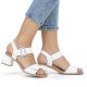 6. Women's leather sandals on a block heel white Remonte by Rieker D1K51-80