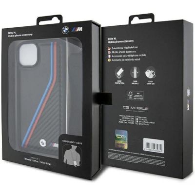 7. BMW M Edition Carbon Tricolor Lines & Strap case for iPhone 15 Plus / 14 Plus - black