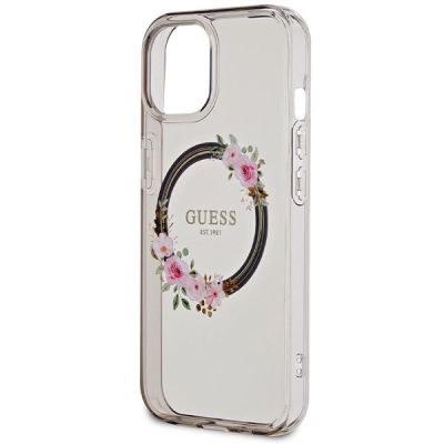6. Guess IML Flowers Wreath MagSafe case for iPhone 15 / 14 / 13 - black