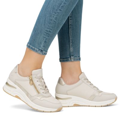 6. Women's beige leather wedge sneakers Rieker N9301-60
