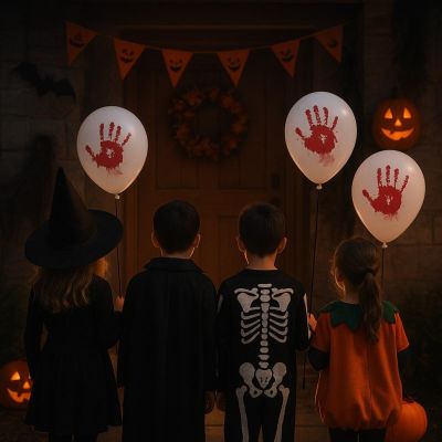 6. HALLOWEEN DECORATIVE BALLOON BLOODY HANDPRINT 10 PCS