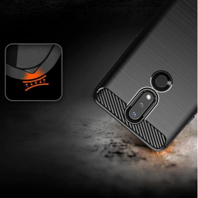 5. Carbon Case Flexible Cover TPU Case for Nokia 2.4 black