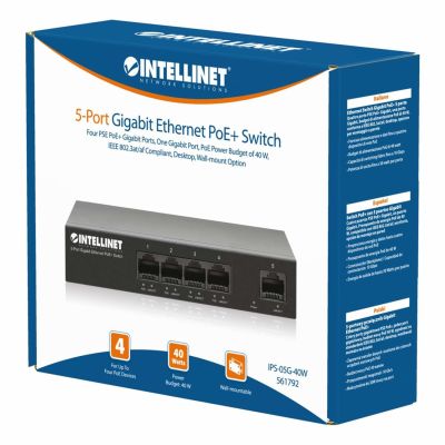 9. Intellinet 561792 Gigabit Ethernet Network Switch (10/100/1000) with PoE Support, Black