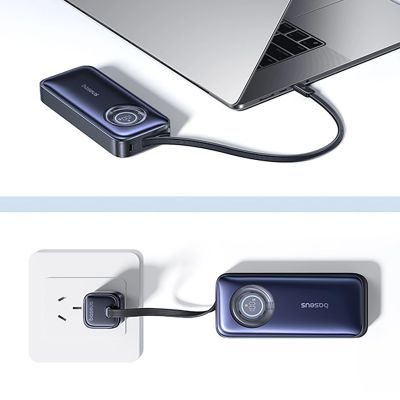 12. Baseus EnerCore CR11 20000mAh 67W Power Bank with Retractable USB-C Cable - Black