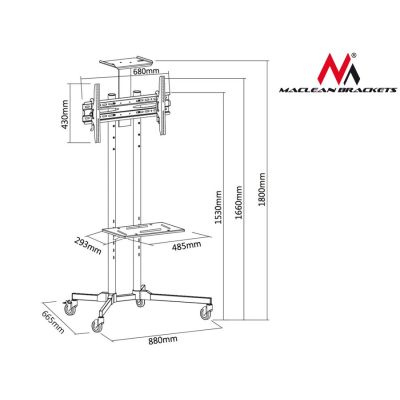2. MACLEAN STAND TV TROLLEY ON WHEELS MC-661