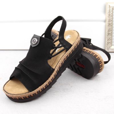 11. Comfortable Rieker W RKR677 black sandals