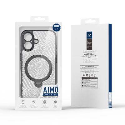 7. Dux Ducis Aimo Mag Case with Magnetic Ring and Stand for iPhone 17 – Black
