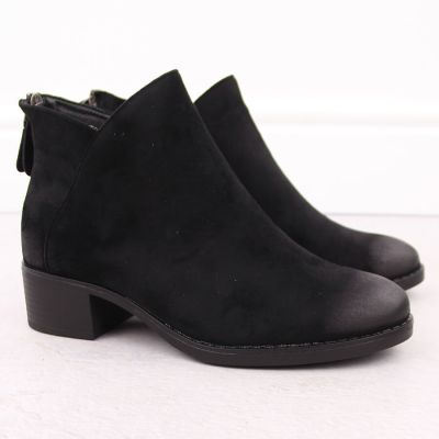 9. Women's ankle boots with a block heel, insulated, black, Potocki 12472