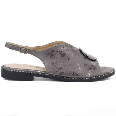 2. Women's flat sandals with pewter decoration S.Barski 61-6035