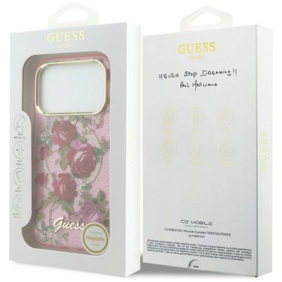 8. Guess IML Glitter Blossom Roses Case for iPhone 17 Pro / 18 Pro - Pink