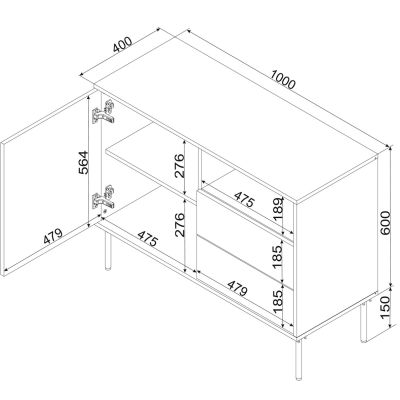 4. Chest of drawers 1D2S TRESSE 100x40x75 matt green