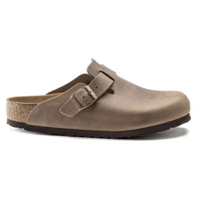 5. Birkenstock Boston Tabacco Brown Oiled Leather Regular Wide Slides for Women/Men (0960811)