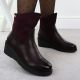 6. Women's suede wedge ankle boots burgundy M.Daszyński 2510