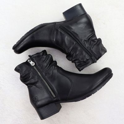 4. Women's black leather high-heeled ankle boots Rieker 78656-00