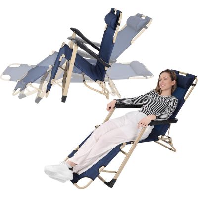 11. GARDA MULTI-POSITION TRAVEL CHAIR WITH HEADREST NAVY BLUE - BEIGE