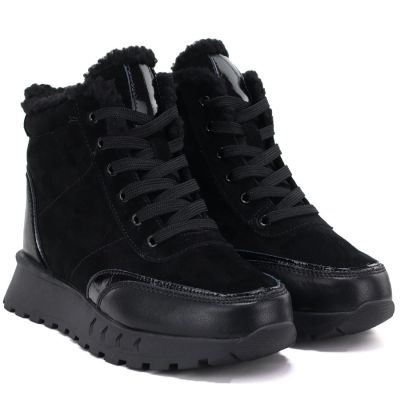3. Black women’s leather platform ankle boots Jezzi 26BT17-488