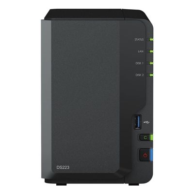 6. NAS Synology DS223; Tower; 2x (3.5" SATA HDD)/2.5" HDD SSD); Realtek RTD1619B;,2GB DDR4, 1x 1GbE RJ-45