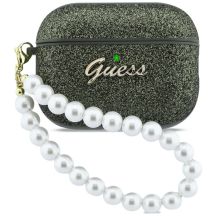 Guess Glitter Pearl Strap Case for AirPods Pro 3 - Black and Glitter