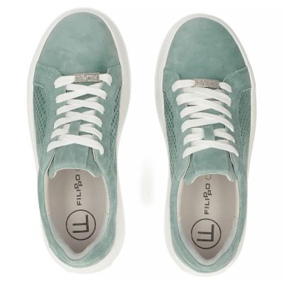 Women's leather sneakers openwork green Filippo DP7520/26
