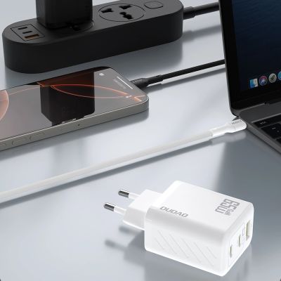 4. Dudao A29C 65W GaN Wall Charger + USB-C Cable - White