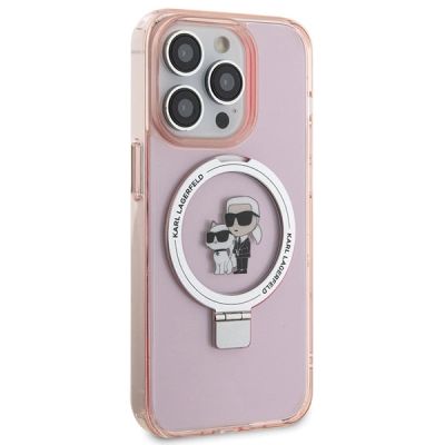 4. Karl Lagerfeld KLHMP15LHMRSKCP iPhone 15 Pro 6.1" pink/pink hardcase Ring Stand Karl&Choupette MagSafe