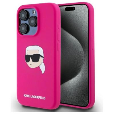 Karl Lagerfeld KLHMP15XSKHPPLF iPhone 15 Pro Max 6.7" fuchsia/fuschia hardcase Silicone Karl Head Print MagSafe