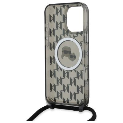 6. Karl Lagerfeld IML Crossbody Monogram Karl & Choupette Head MagSafe Case for iPhone 16 Pro Max - Black