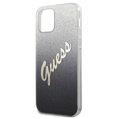 6. Guess GUHCP12SPCUGLSBK iPhone 12 mini 5.4" black/black hardcase Glitter Gradient Script