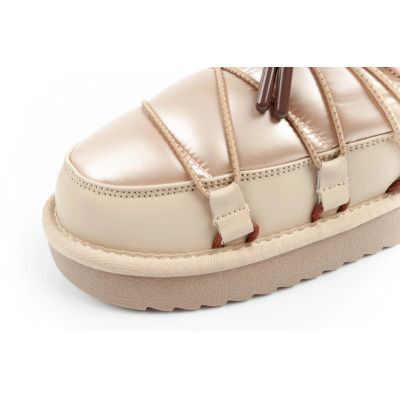 15. D.Franklin women's winter snow boots, fashionable insulated gold ankle boots