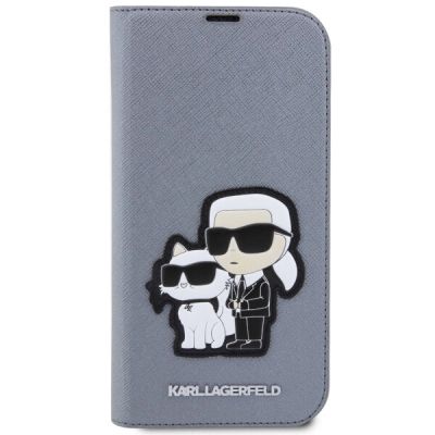 3. Karl Lagerfeld KLBKP14LSANKCPG iPhone 14 Pro 6.1" bookcase silver/silver Saffiano Karl & Choupette