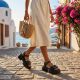 6. Women's leather sandals on a platform with decoration, black Vinceza 26-79611