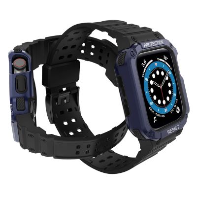 3. Protect Strap Band for Apple Watch 42/44/45mm Armored Case Strap - Black, Blue