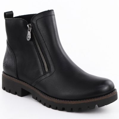 Black Leather Women’s Worker Boots Rieker 78556-00