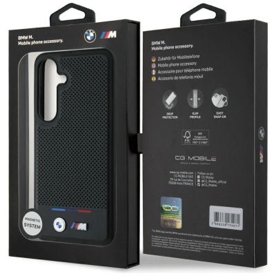 8. BMW Leather Tricolor Stripe MagSafe Case for Samsung Galaxy S25+ - Black