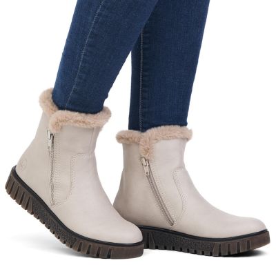 31. Beige women’s ankle boots with fur lining Rieker Y3481-60